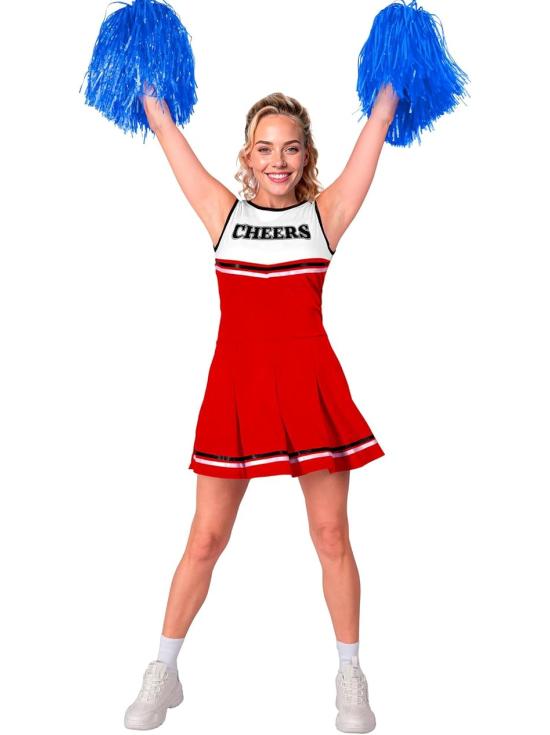 Fantasia de líder de torcida vermelha feminina – Vestido CHEERS