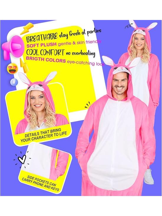 Fantasia de Coelho Rosa Unissex para Adultos