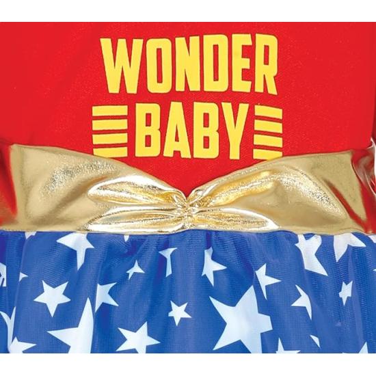 Fantasia Wonder Baby - Vestido Super Heroína Vermelho e Azul com Estrelas para Bebê **