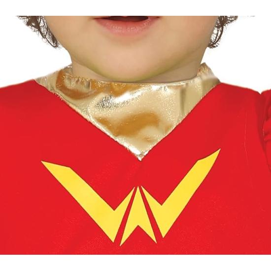 Fantasia Wonder Baby - Vestido Super Heroína Vermelho e Azul com Estrelas para Bebê **