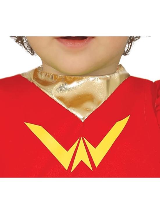 Fantasia de Super-Heroína para Bebê - Vestido Vermelho e Azul com Estrelas **