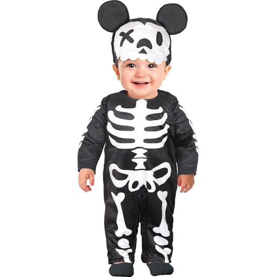 Fantasia de bebê esqueleto do Mickey Mouse com chapéu e macacão