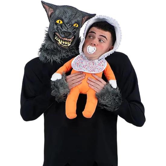 Fantasia de bebê adulto sequestrado por lobisomem