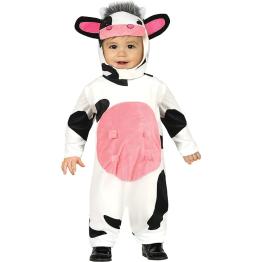 Fantasia de Vaca Bebê - Macacão com Capuz Preto e Branco para Bebê **