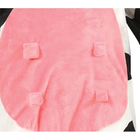 Fantasia de Vaca Bebê - Macacão com Capuz Preto e Branco para Bebê **