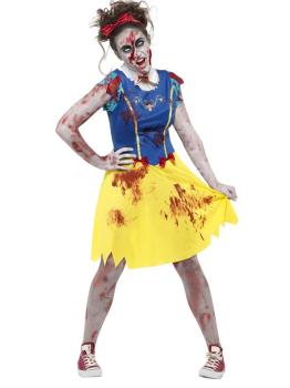Fantasia de menina zumbi branca de neve