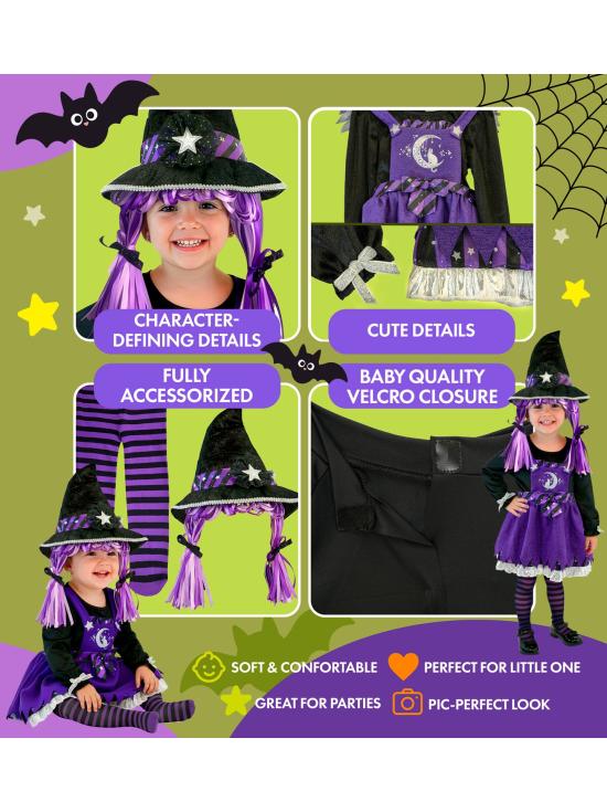 Fantasia de Bruxa Roxa para Bebê e Menina