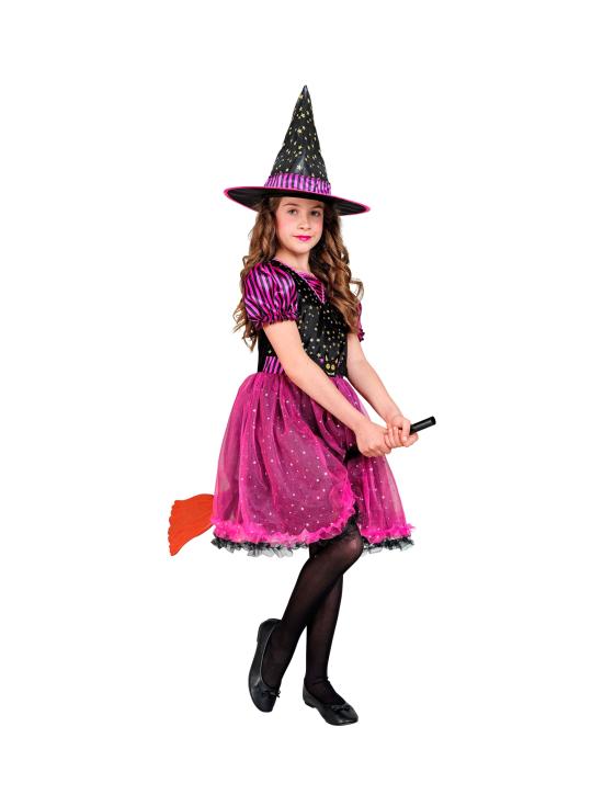 Fantasia de bruxa rosa tamanho infantil