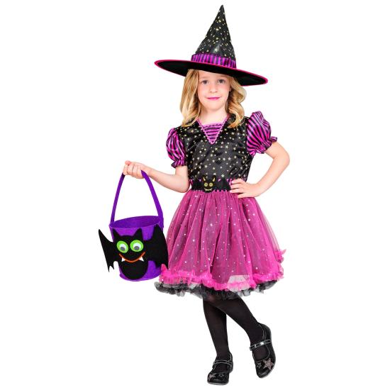 Fantasia de bruxa rosa tamanho infantil