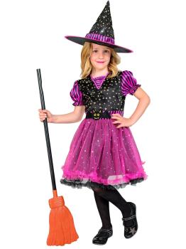 Fantasia de bruxa rosa tamanho infantil