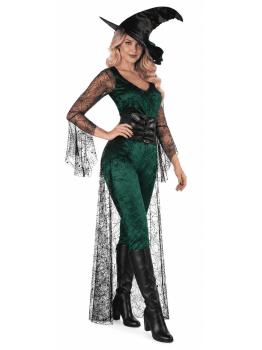 Fantasia sexy de bruxa verde para mulheres adultas