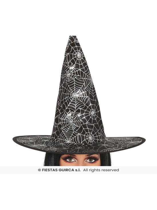 Fantasia de bruxa teia de aranha prateada – Vestido com chapéu – Fantasia de Halloween feminina