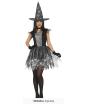 Fantasia de bruxa teia de aranha prateada – Vestido com chapéu – Fantasia de Halloween feminina