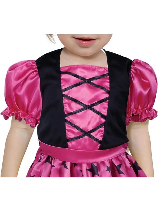Fantasia de bruxa estrela rosa para menina