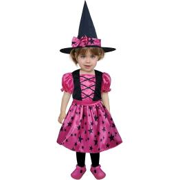 Fantasia de bruxa estrela rosa para menina