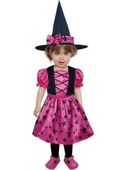 Fantasia de bruxa estrela rosa para menina