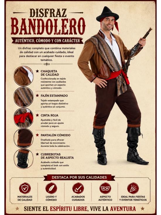 Fantasia de Bandido Masculina, um clássico com muita personalidade.