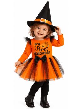 Fantasia de Bruxa Abóbora para Bebê Menina – Meu Primeiro Halloween