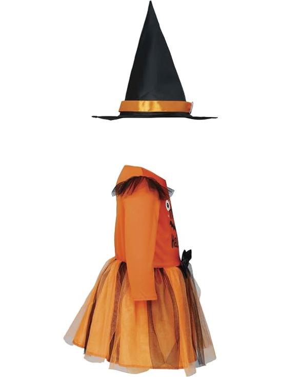 Fantasia de Bruxa Abóbora para Bebê Menina – Meu Primeiro Halloween