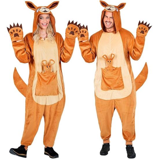 Fantasia de Canguru Adulto – Macacão de Pelúcia com Capuz