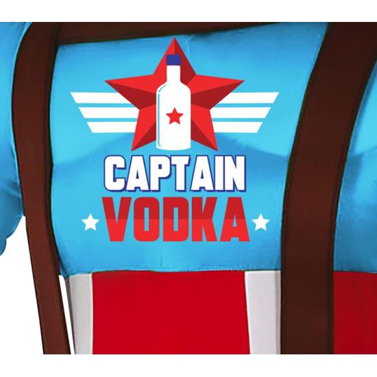 Fantasia de Capitão Vodka – Fantasia engraçada de super-herói muscular com suporte de cerveja para homens adultos