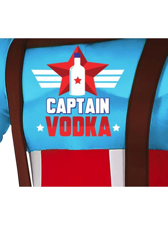 Fantasia de Capitão Vodka – Fantasia engraçada de super-herói muscular com suporte de cerveja para homens adultos