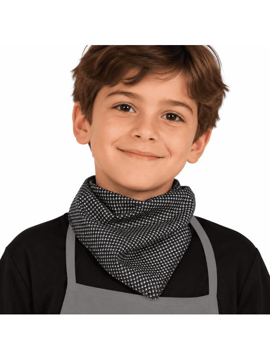 Fantasia infantil de vendedor de castanhas com avental.