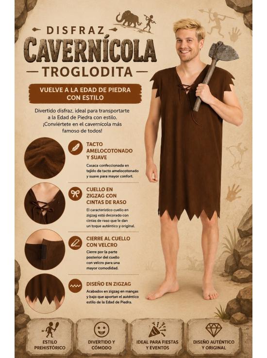 Disfarce de Cavernícola Pablo Pedrita para Adulto