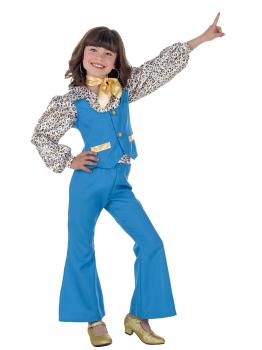 Fato de Disco Girl azul dos anos 70 para menina