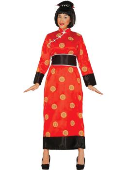 Fantasia de tangerina vermelha chinesa para mulheres