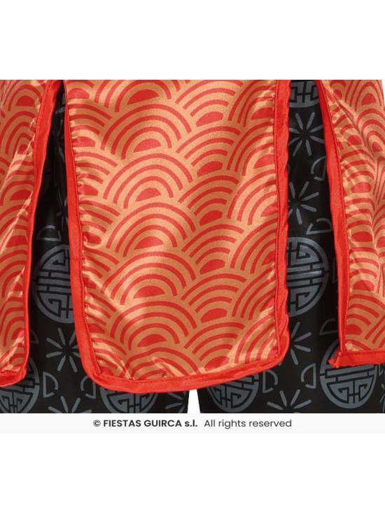 Traje chinês vermelho para meninas com dragão – Jaqueta e calça