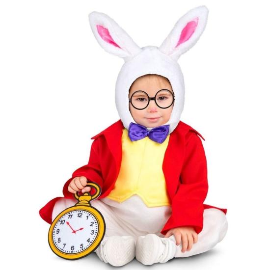 Fantasia de Coelho Alice com Relógio de Bebê