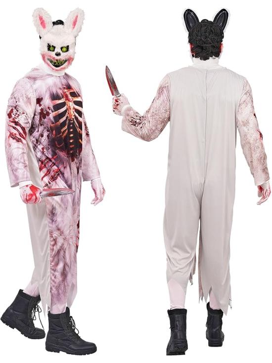 Fantasia de Coelho Zumbi Adulto de Terror – Animal Sangrento para o Halloween