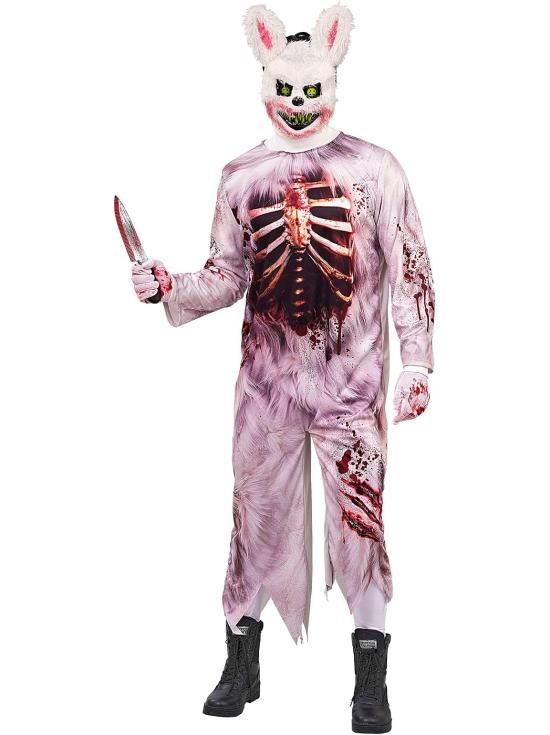 Fantasia de Coelho Zumbi Adulto de Terror – Animal Sangrento para o Halloween