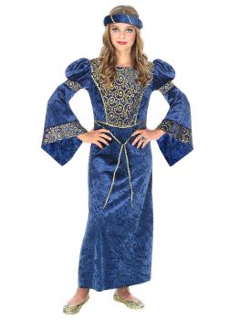 Fato de senhora renascentista azul para menina
