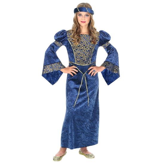 Fato de senhora renascentista azul para menina Fato de senhora renascentista azul para menina