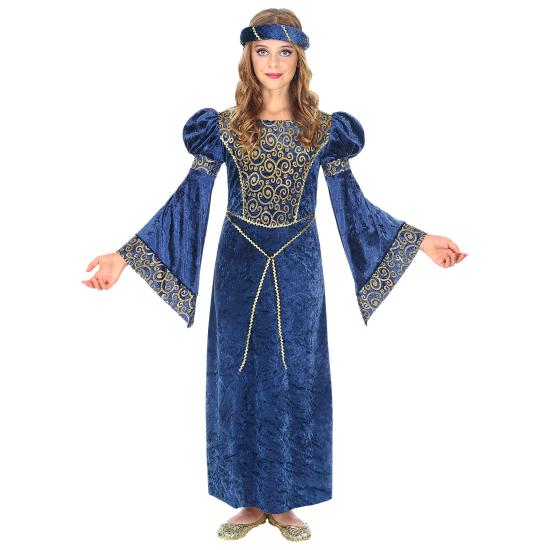 Fato de senhora renascentista azul para menina Fato de senhora renascentista azul para menina