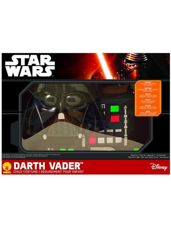 Fantasia de Darth Vader para meninos, caixa com fantasia, máscara e espada, 5-7 anos