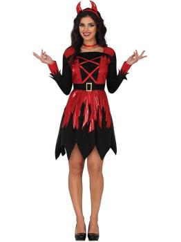 Fantasia de Diabo para Mulher - Inclui Faixa de Cabeça e Vestido