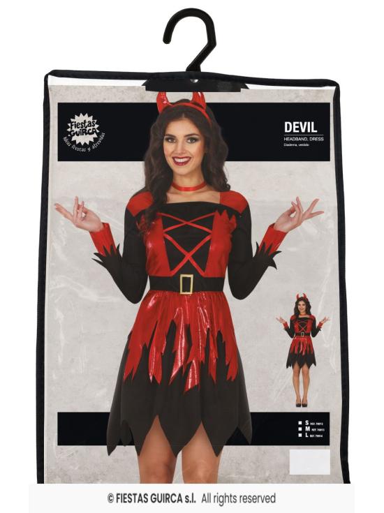 Fantasia de Diabo para Mulher - Inclui Faixa de Cabeça e Vestido