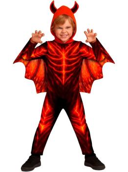Fantasia Infantil de Diabo de Fogo – Macacão, Capuz e Asas