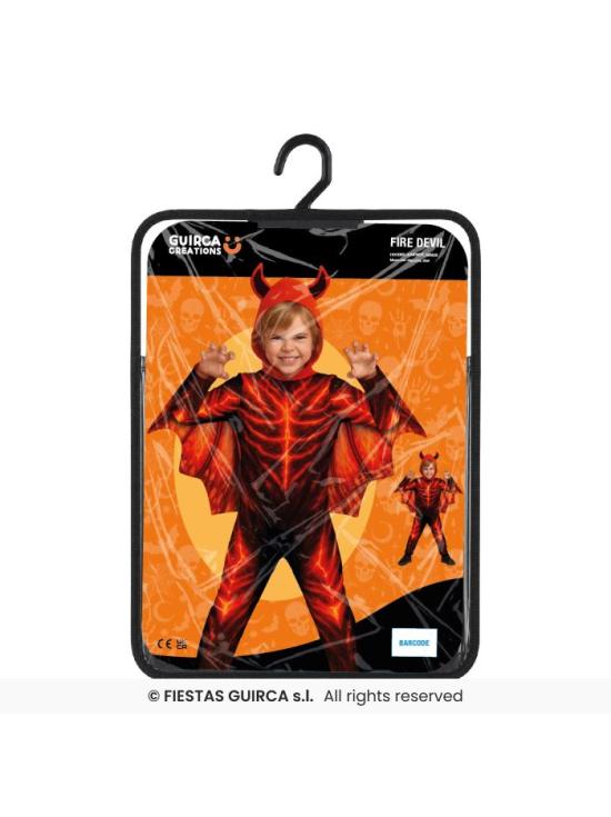 Fantasia Infantil de Diabo de Fogo – Macacão, Capuz e Asas