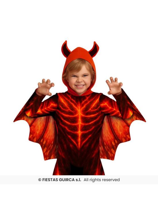 Fantasia Infantil de Diabo de Fogo – Macacão, Capuz e Asas