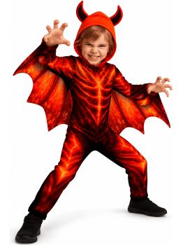 Fantasia Infantil de Diabo de Fogo – Macacão, Capuz e Asas