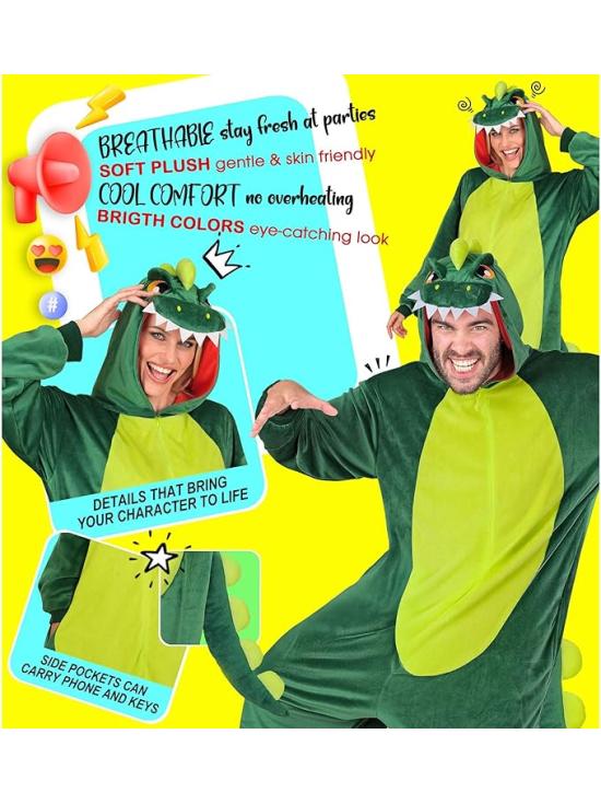 Pijama fantasia de dinossauro unissex para adultos