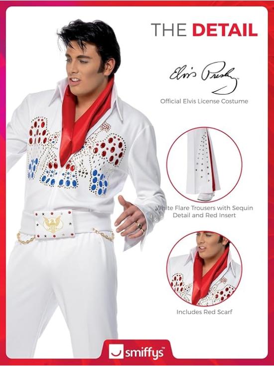 Fato de Rei do Rock Elvis Deluxe para homem