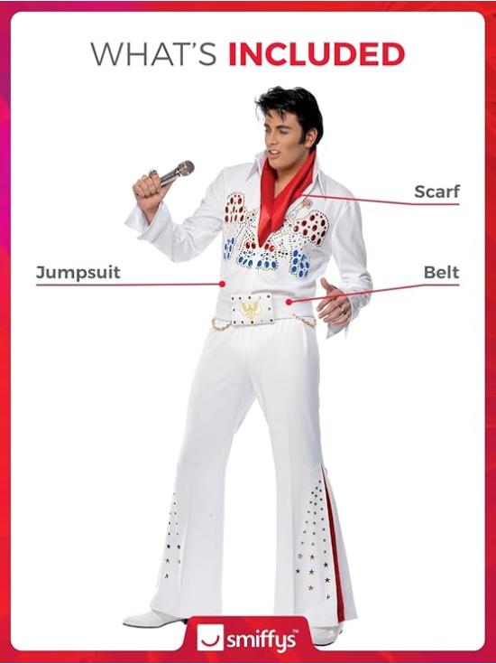 Fato de Rei do Rock Elvis Deluxe para homem