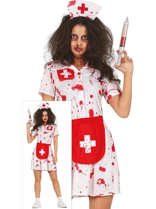 Fantasia de enfermeira zumbi ambulante