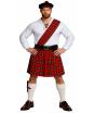 Traje escocês completo para adultos, incluindo kilt e chapéu.