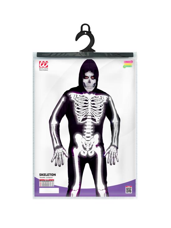 Fantasia de esqueleto com capuz para adulto – Halloween clássico